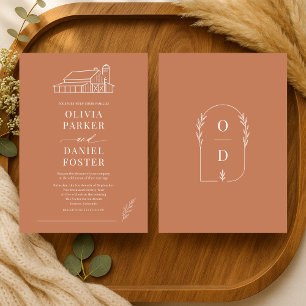 Invitation Mariage de Ferme Rustique en Terracotta