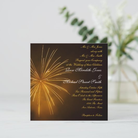 Invitation Mariage de fête de Fireworks (Debout devant)