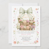 Invitation Mariage de Fête de Marché de Fleurs à Ruban Vert S (Devant)
