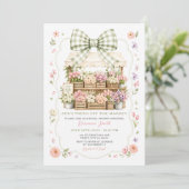 Invitation Mariage de Fête de Marché de Fleurs à Ruban Vert S (Debout devant)