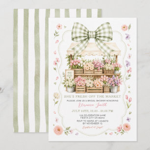 Invitation Mariage de Fête de Marché de Fleurs à Ruban Vert S