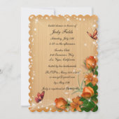 Invitation Mariage de Fête des mariées à papillon de bois rus (Devant)