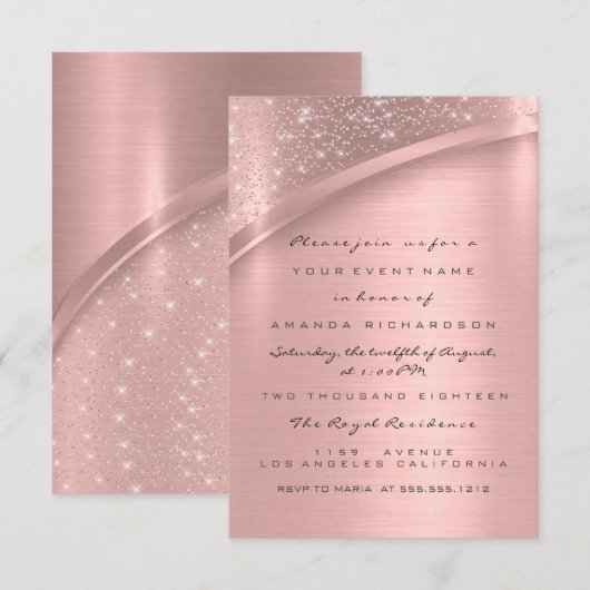 Invitation Mariage de Fête des mariées de Parties scintillant (Devant / Derrière)