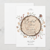 Invitation Mariage de Fête des mariées de tranche de bois rus (Devant / Derrière)