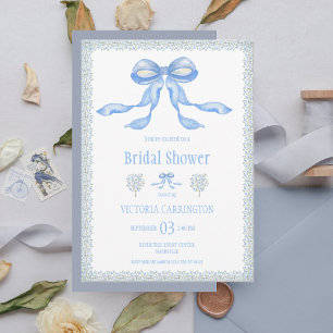 Invitation Mariage de Fête des mariées Floral bleu