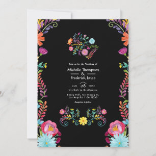Invitation Mariage de fête mexicaine florale à l'aquarelle co