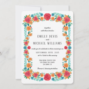 Invitation Mariage de fête mexicaine florale vibrant coloré