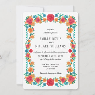 Invitation Mariage de fête mexicaine florale vibrant coloré