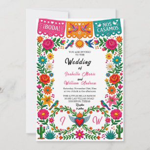 Invitation Mariage de fête mexicaine Papel Picado coloré