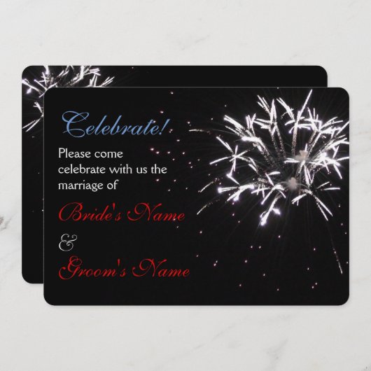 Invitation Mariage de fête rouge/blanc/bleu 2 (Devant / Derrière)