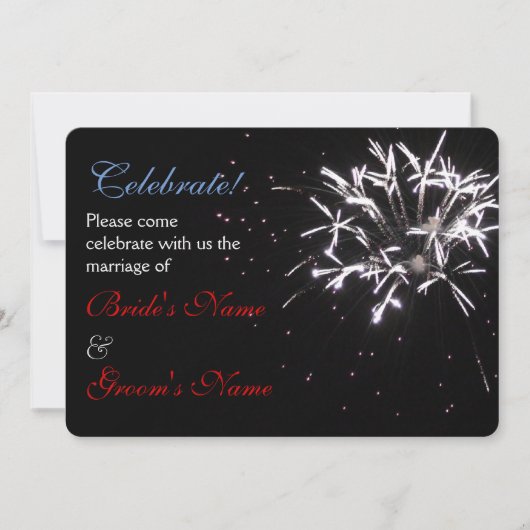 Invitation Mariage de fête rouge/blanc/bleu 2 (Devant)