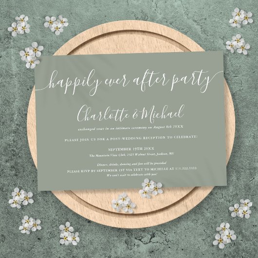 Invitation Mariage de fête Sage Vert Happily Ever After