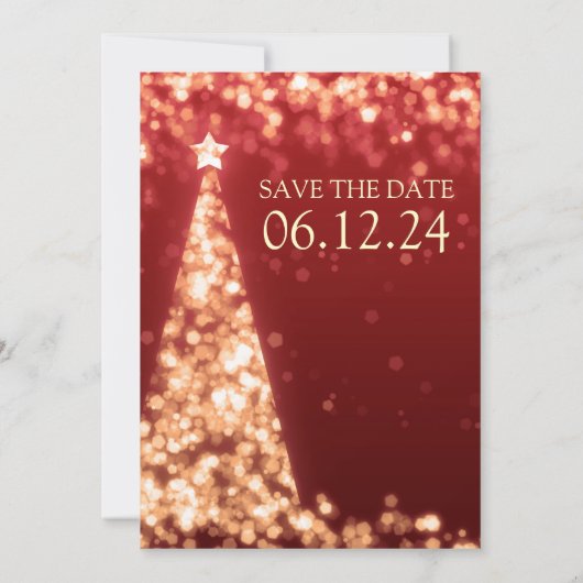 Invitation Mariage de Fêtes de Noël Rouge et Or Élégant (Dos)