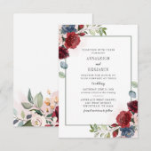 Invitation Mariage de feuillage à l'aquarelle florale de Bour (Devant / Derrière)