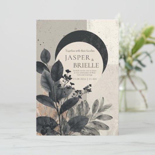 Invitation Mariage de feuillage Abstrait moderne (Debout devant)