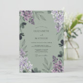 Invitation Mariage de feuillage aquarelle lilas (Debout devant)