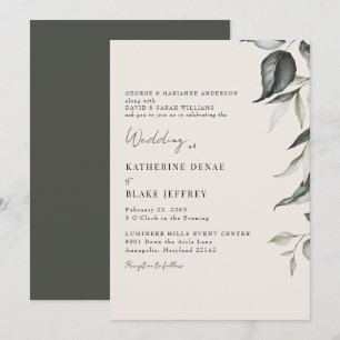 Invitation Mariage de feuillage botanique de Champagne