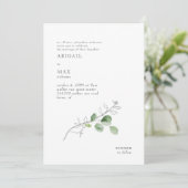 Invitation Mariage de feuillage botanique moderne blanc (Debout devant)