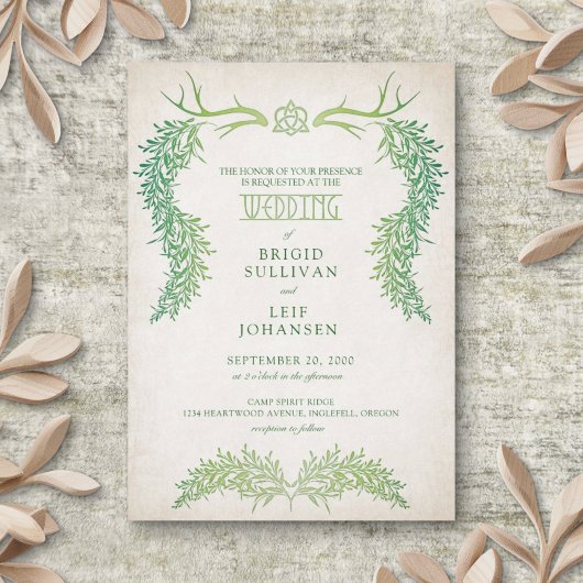 Invitation Mariage de feuillage celtique païen