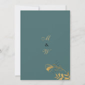 Invitation Mariage de feuillage cyan gris or blanc géométriqu (Dos)
