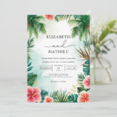 Invitation Mariage de feuillage d'arc tropical (Debout devant)