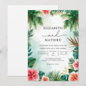 Invitation Mariage de feuillage d'arc tropical (Devant / Derrière)
