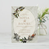 Invitation Mariage de feuillage d'automne vintage (Debout devant)