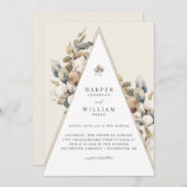 Invitation Mariage de feuillage de coton triangle bohème (Devant / Derrière)
