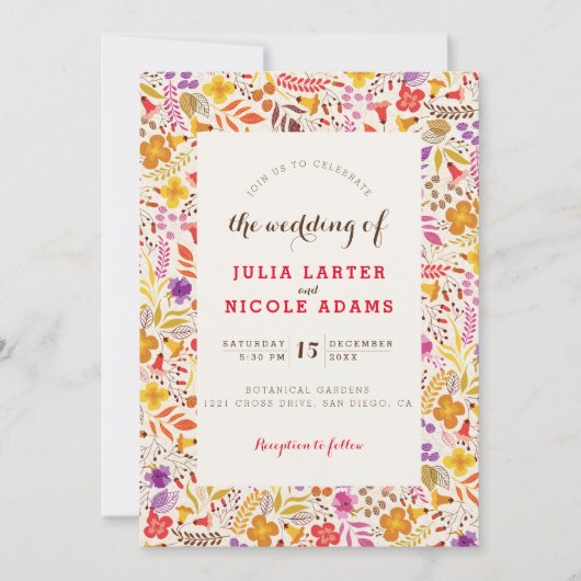 Invitation Mariage de feuillage de Fleur sauvage Boho violet  (Devant)