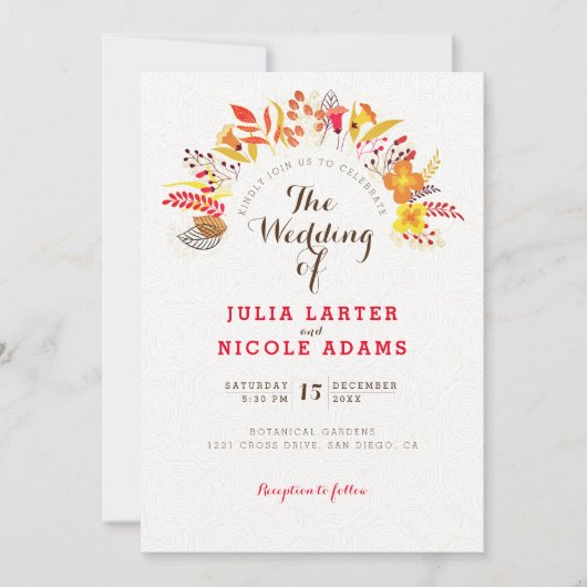 Invitation Mariage de feuillage de Fleur sauvage Boho violet (Devant)