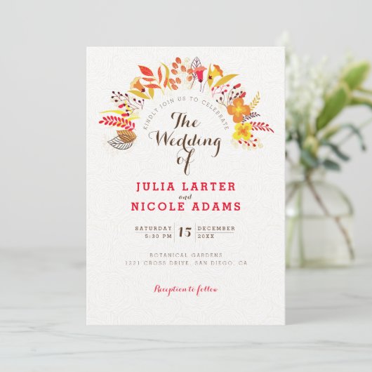 Invitation Mariage de feuillage de Fleur sauvage Boho violet  (Debout devant)