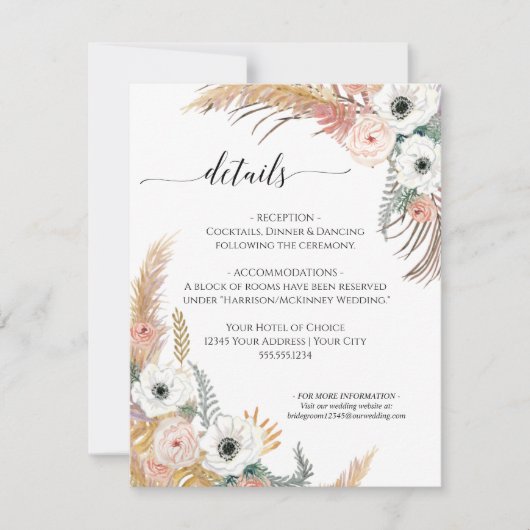 Invitation Mariage de feuillage de laiton du désert Boho Flor (Devant)
