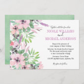 Invitation Mariage de feuillage de l'aquarelle Spring Lilac (Devant / Derrière)