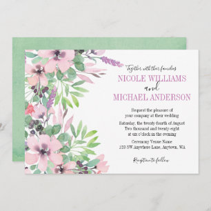 Invitation Mariage de feuillage de l'aquarelle Spring Lilac