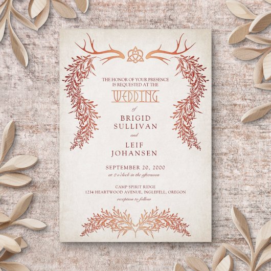 Invitation Mariage de feuillage de l'automne celtique païen
