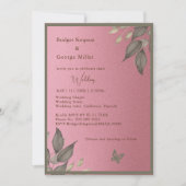 Invitation mariage de feuillage de parties scintillant rose (Devant)
