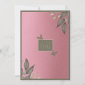 Invitation mariage de feuillage de parties scintillant rose (Dos)