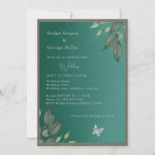 Invitation mariage de feuillage de parties scintillant vert é (Devant)