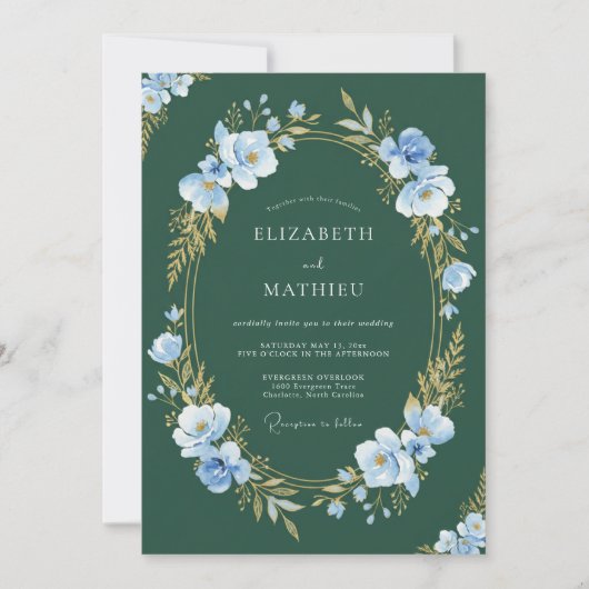 Invitation Mariage de feuillage de pervenche de forêt d'eucal (Devant)