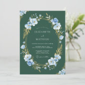 Invitation Mariage de feuillage de pervenche de forêt d'eucal (Debout devant)