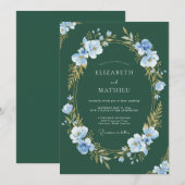 Invitation Mariage de feuillage de pervenche de forêt d'eucal (Devant / Derrière)
