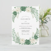 Invitation Mariage de feuillage de succulente de mousse (Debout devant)