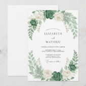 Invitation Mariage de feuillage de succulente de mousse (Devant / Derrière)