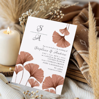 Invitation Mariage de feuillage de Terracotta Ginkgo moderne