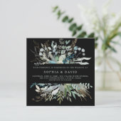 Invitation Mariage de feuillage des bois | Noir (Debout devant)