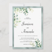 Invitation Mariage de feuillage d'eucalyptus rustique vert me (Devant)