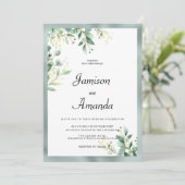 Invitation Mariage de feuillage d'eucalyptus rustique vert me (Debout devant)