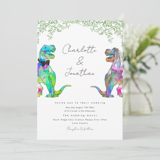 Invitation Mariage de feuillage Dinosaure Eucalyptus (Debout devant)