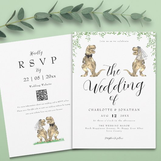 Invitation Mariage de feuillage Dinosaure Eucalyptus