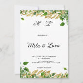 Invitation Mariage de feuillage d'or végétal (Devant)